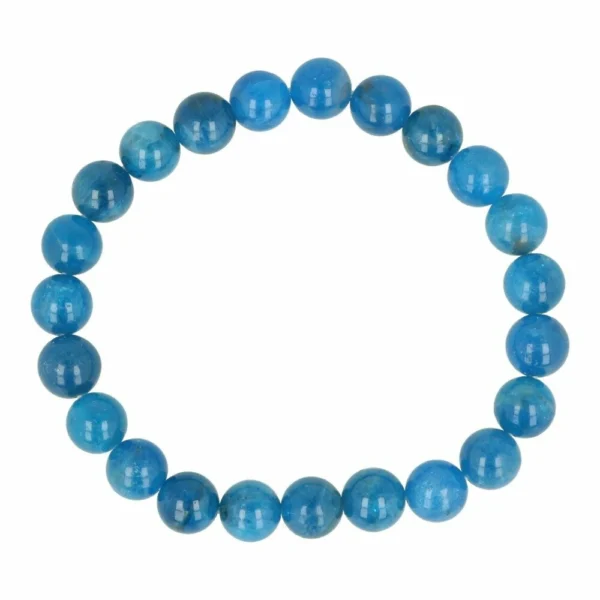 A-kwaliteit helderblauwe apatiet armband met kralen van 8mm op rekbaar koord