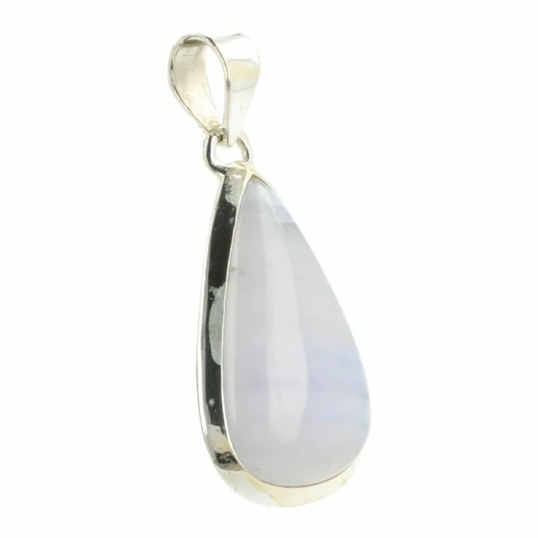 Fijne blauwe chalcedoon hanger in zilver nr12