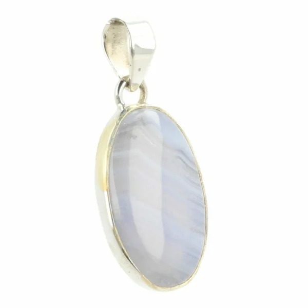 Fraaie blauwe chalcedoon hanger in zilver nr14