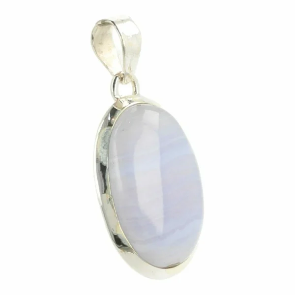 Fraaie blauwe chalcedoon hanger in zilver nr10