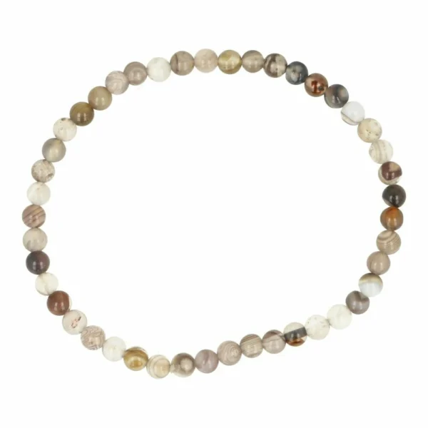 Fraaie Botswana agaat armband met kralen van 4mm