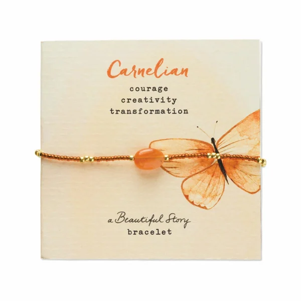 Leuke carneool armband op giftcard 'Wanting' van A Beautiful Story