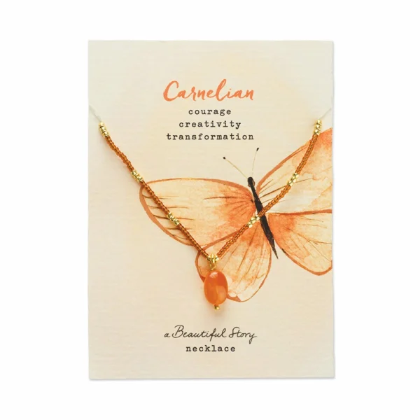 Leuke carneool ketting "Wishing op cadeaukaart van A Beautiful Story