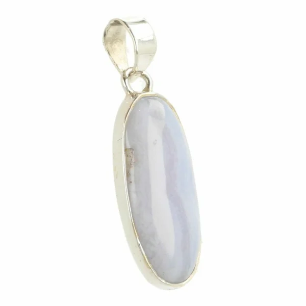 Mooie heldere blauwe chalcedoon hanger in zilver nr7