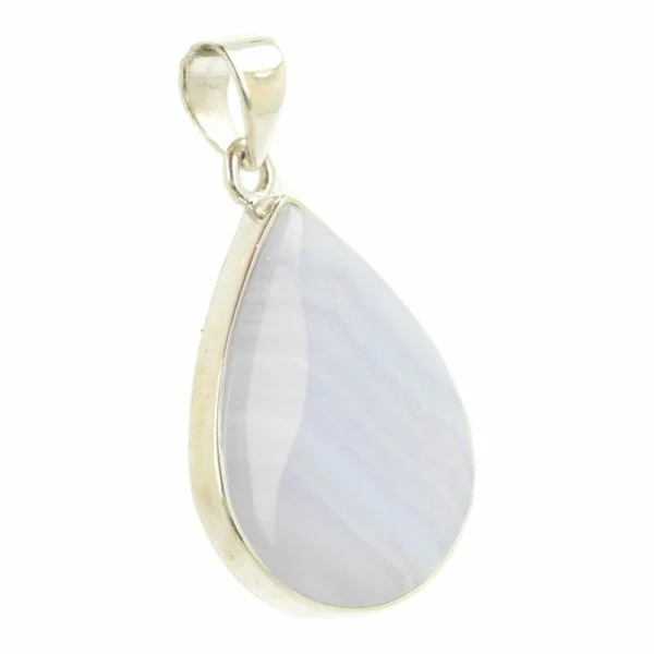 Fraaie blauwe chalcedoon hanger in zilver nr1