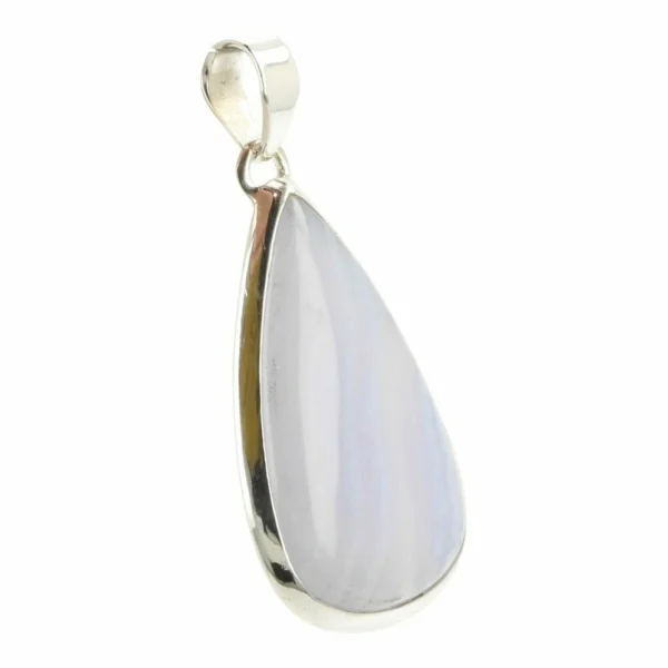 Fraaie blauwe chalcedoon hanger in zilver nr2