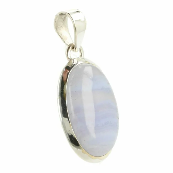 Fijne blauwe chalcedoon hanger in zilver nr4