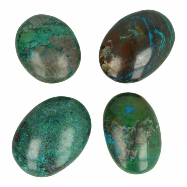 Fraaie chrysocolla knuffelsteen van 4,5-5,5cm lang uit Peru