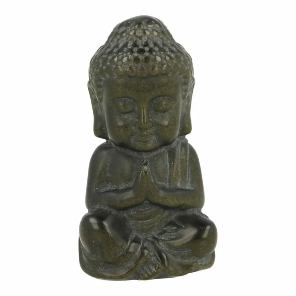 Leuke goudglans obsidiaan boeddha van 7cm hoog
