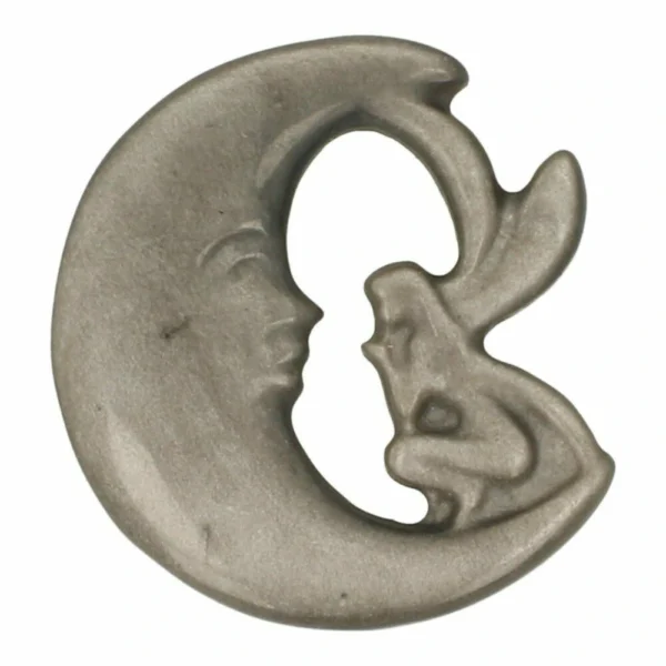 Zilverglans obsidiaan maan met fee en een diameter van 5,5-6cm