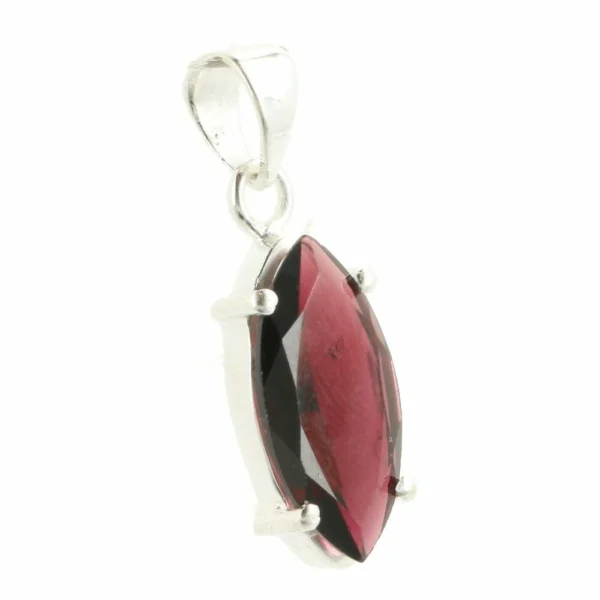 Fraaie helderrode granaat hanger in zilver nr2