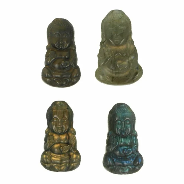 Mooie labradoriet boeddha met fraai glans en 4-4,5cm hoog