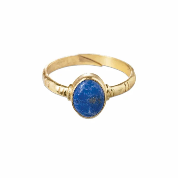 Fraaie vergulde lapis lazuli ring Certain van A Beautiful Story, verstelbaar