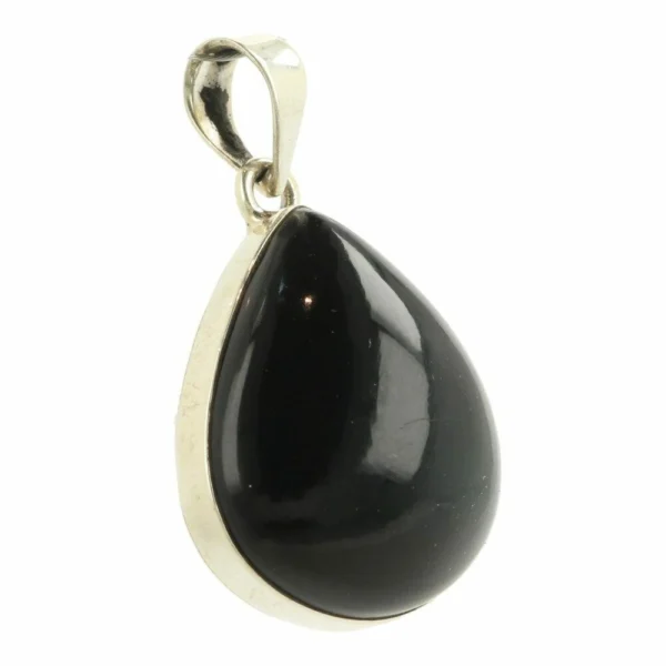 Zwarte obsidiaan hanger in zilver nr1