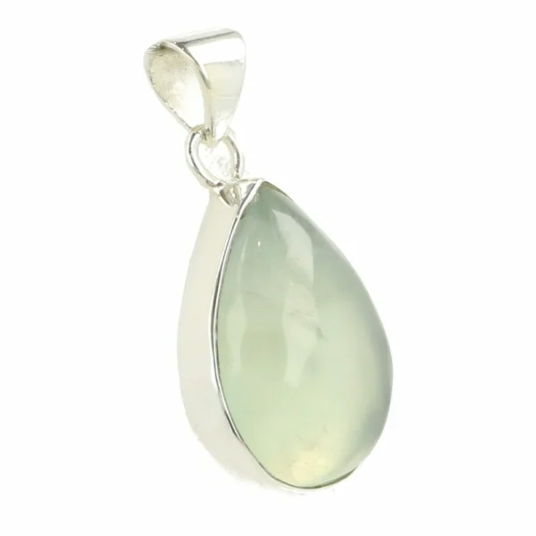 Fraaie semitransparante prehniet hanger in zilver nr14