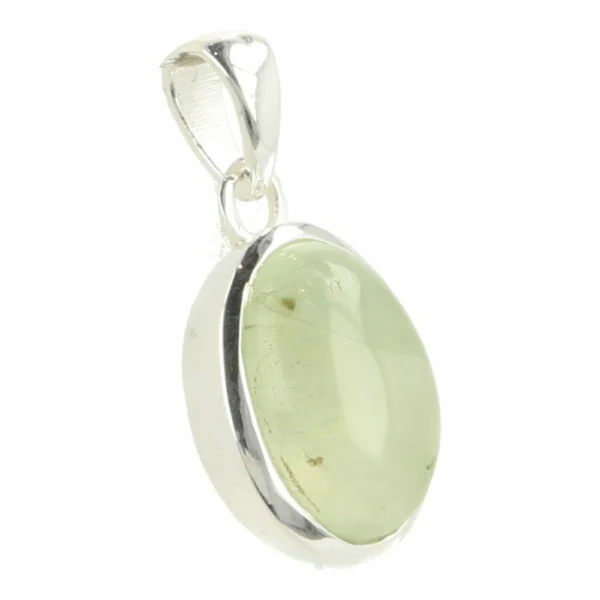 Fijne prehniet hanger in zilver van 14mm hoog nr15