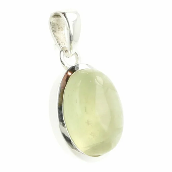 Fraaie zachtgroene prehniet hanger in zilver nr2
