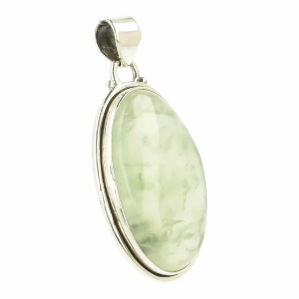 Groene prehniet hanger in zilver nr4