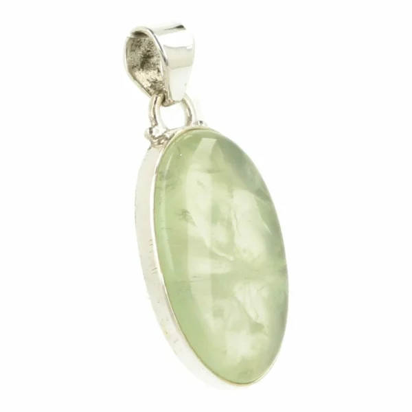 Mooie strakke prehniet hanger in zilver nr6 uit India