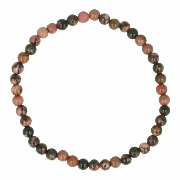 Fraaie rhodoniet armband met kralen van 4mm op rekbaar koord