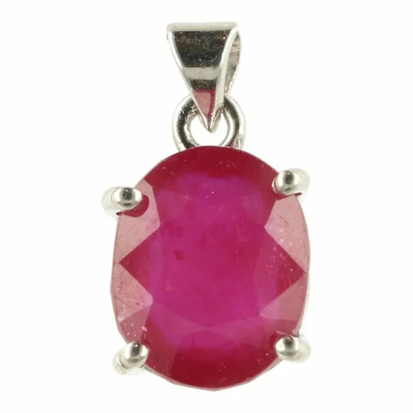 Fraaie helderrode robijn hanger in zilver nr1
