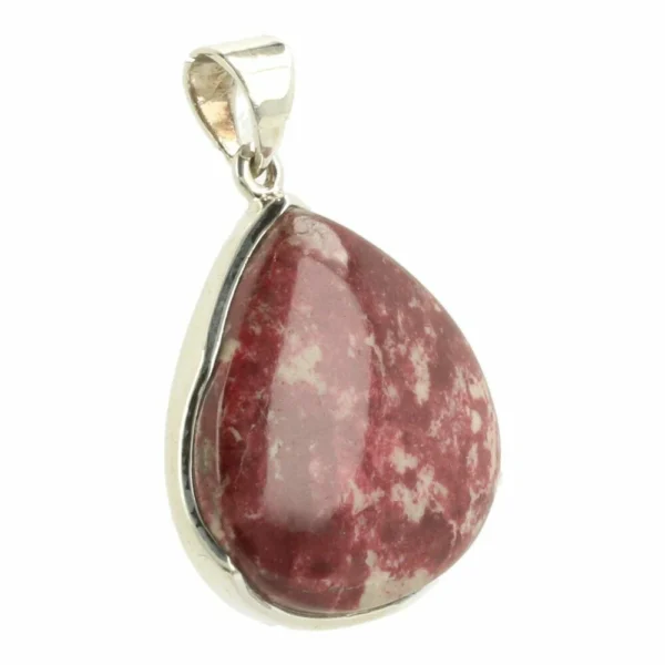 Fraaie druppelvormige thuliet hanger in zilver 'nr1'