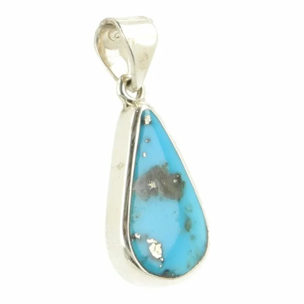 Fraaie turquoise hanger in zilver met pyriet nr7