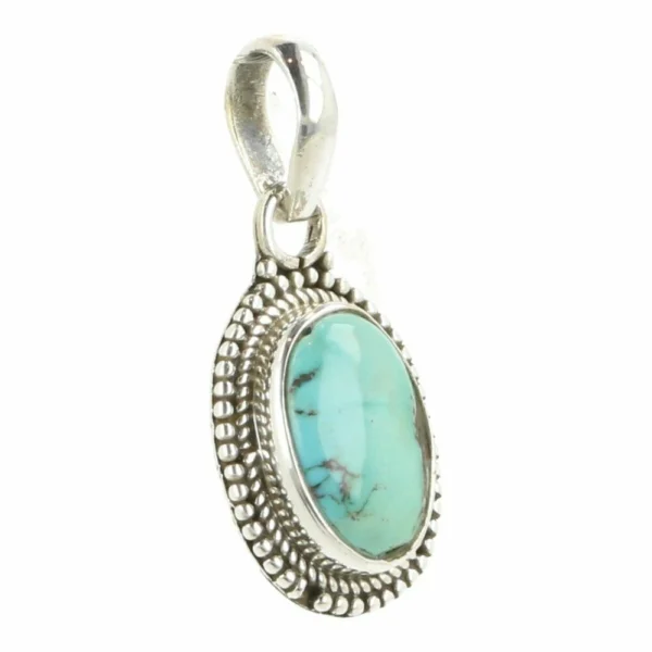 Leuke kleine turquoise hanger in zilver nr8