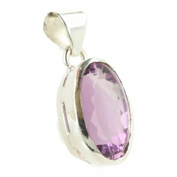Fraaie facetgeslepen amethist hanger in zilver nr7