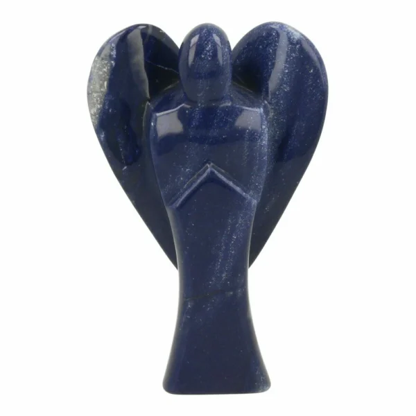 Mooie donkere blauwe kwarts engel van 138mm hoog uit Brazilië