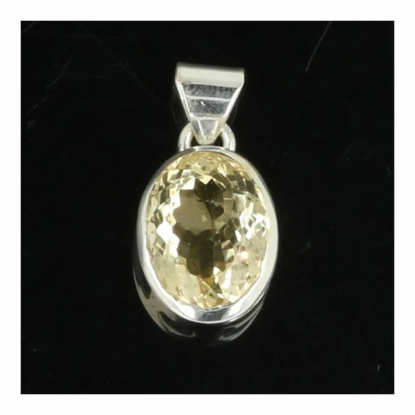 Fraaie natuurlijke citrien hanger in zilver nr3 met facet geslepen citrien