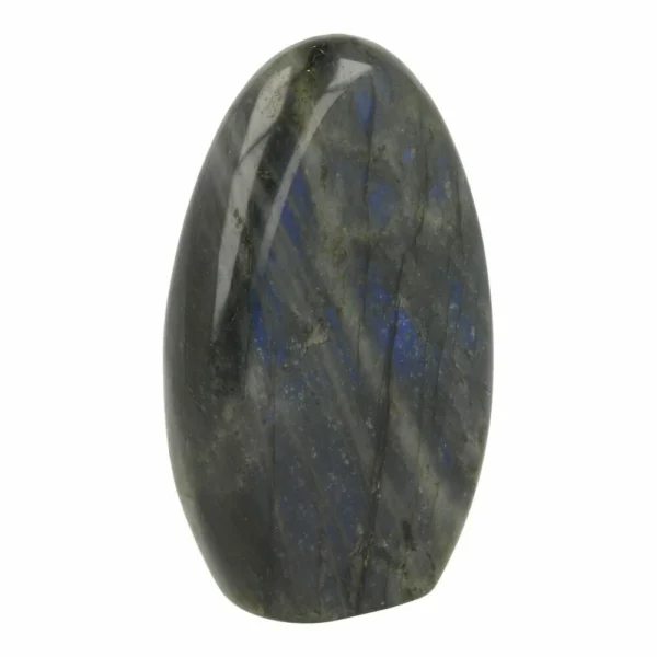 Bijzondere labradoriet met donkerblauwe glans en een hoogte van 145mm