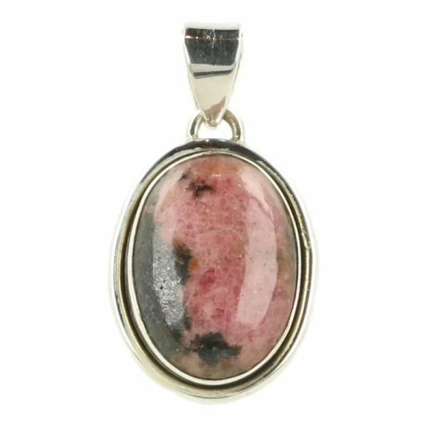 Fraaie subtiele rhodoniet hanger in zilver nr8