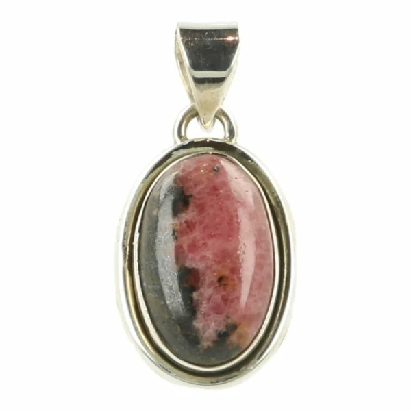 Leuke fijne rhodoniet hanger in zilver nr9