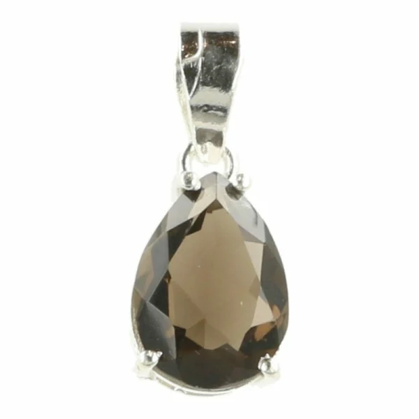 Mooie donkere rookkwarts hanger in zilver in druppelvorm nr4
