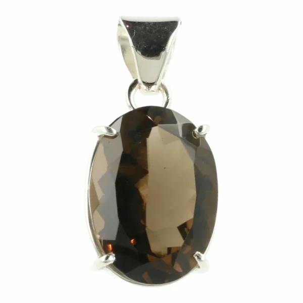 Fraaie rookkwarts hanger in zilver met facetgeslepen rookkwarts nr2