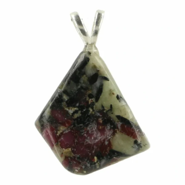 Fraaie eudialiet hanger met oogje van zilver