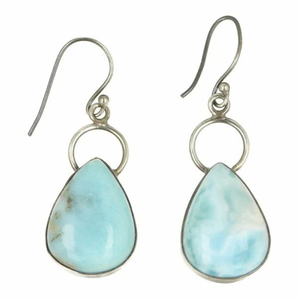 Larimar oorbellen groot nr6 uit de Dominicaanse Republiek