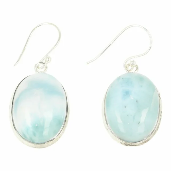 Mooie grote larimar oorbel in zilver nr7 van 2cm hoog