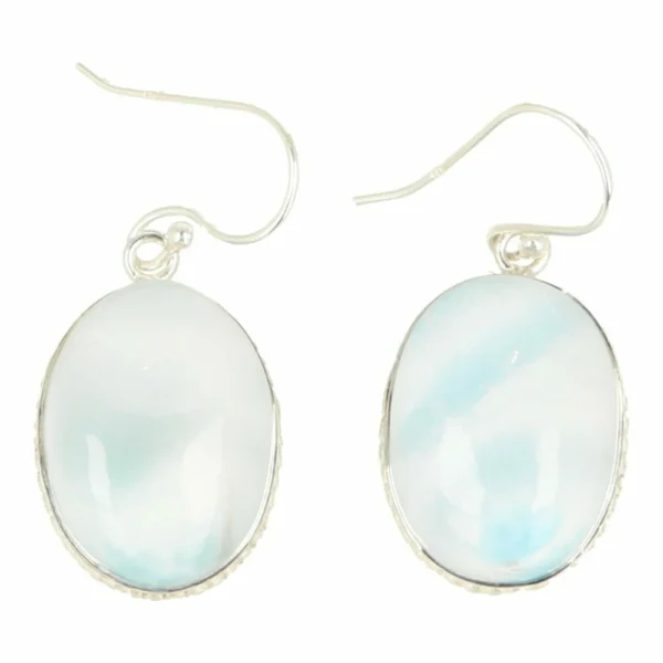 Fraaie frisse larimar oorbellen groot van 2cm hoog nr8