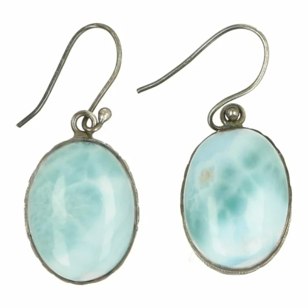 Fraaie larimar oorbel groot in ovale vorm van 2cm hoog 'nr2'