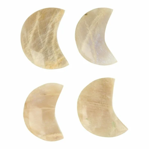 Fraaie maansteen maan van 7-8cm hoog met blauwe glans uit Tanzania