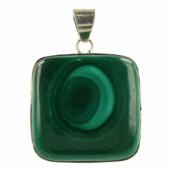 Robuuste malachiet hanger in zilver 'MA8'