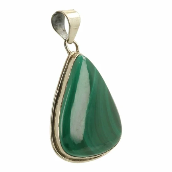 Fraaie groene malachiet hanger in zilver 'MA5' in druppelvorm