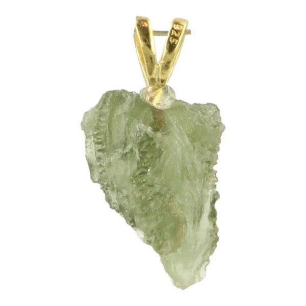 Bijzonder gevormde moldaviet hanger met gouden oogje nr8