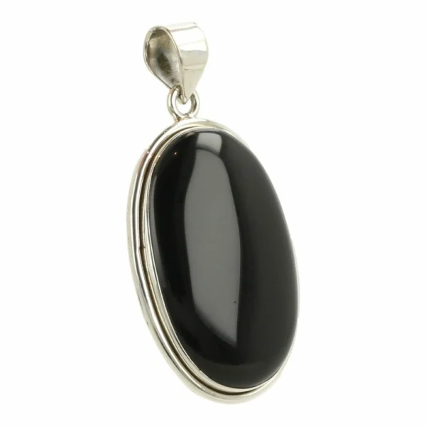 Fraaie grote zwarte onyx hanger in zilver 'nr2'