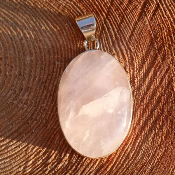Fraaie heldere rozenkwarts hanger in zilver 'nr5' van hoge kwaliteit