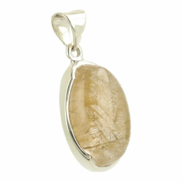Topkwaliteit goudkleurige rutielkwarts hanger in zilver 'nr5'