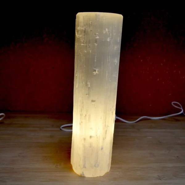 Fraaie grote seleniet lamp cilinder van ongeveer 35cm hoog