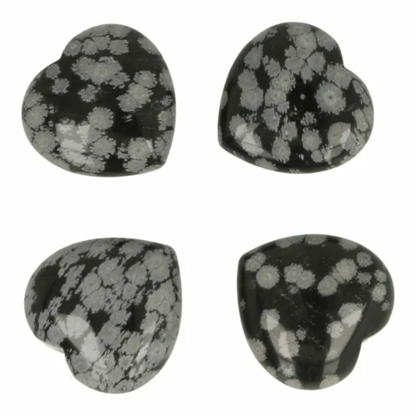 Fraai sneeuwvlok obsidiaan hartje van 3cm breed